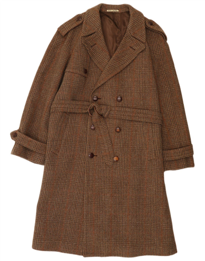 Profilo Abrigo militar de doble botonadura para hombre UK 36 Small Brown Check