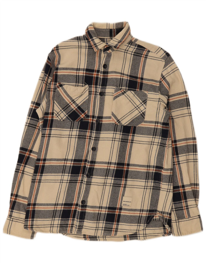 Camisa Jack & Jones Regular Fit De Franela De Algodón A Cuadros Beige Pequeño |