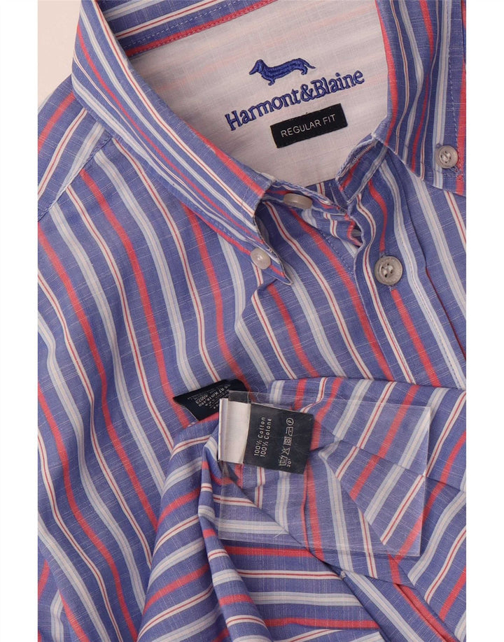 Camisa Harmont & Blaine Hombre Regular Fit Algodón A Rayas Azul Medio