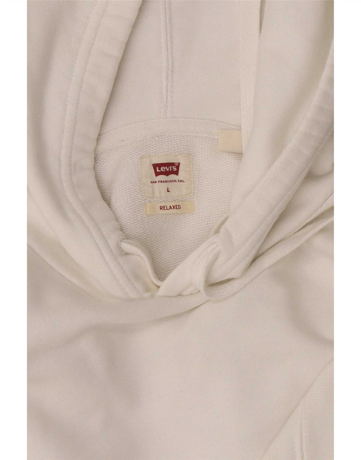 Levi's Jersey con capucha de ajuste relajado para hombre, talla grande, blanco