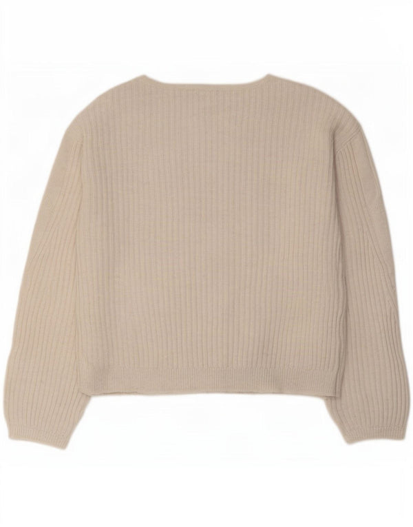 Marks & Spencer Suéter tipo jersey con cuello barco para mujer UK 10 Small Off White