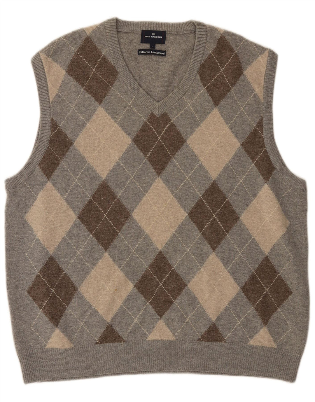 Blue Harbor - Camiseta sin mangas para hombre, talla grande, gris Argyle/Diamond Lambswool