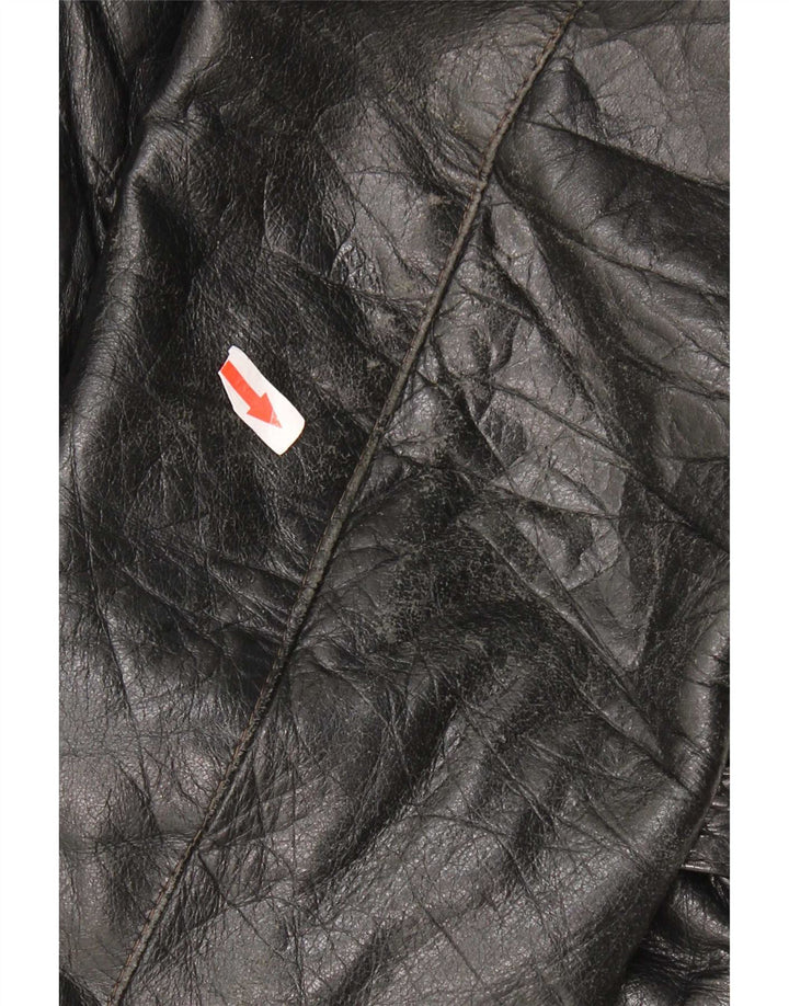 Chaqueta de cuero vintage para mujer IT 48 XL Negro