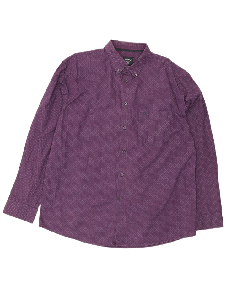 Camisa James Pringle para hombre de algodón geométrico morado grande