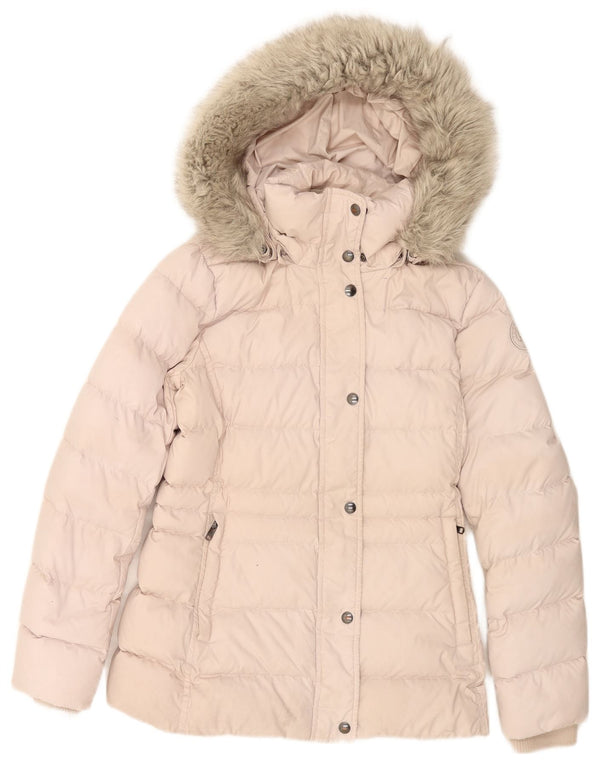 Tommy Hilfiger Chaqueta acolchada con capucha para mujer UK 6 XS Poliéster rosa