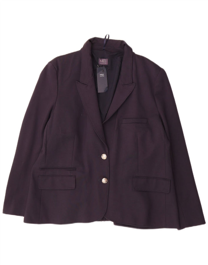 Marks & Spencer Chaqueta Blazer de 2 Botones para Mujer UK 22 3XL Viscosa Azul Marino