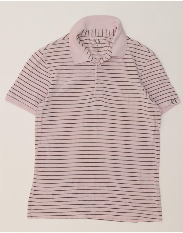 Armani Exchange Polo para hombre de algodón a rayas rosa pequeño