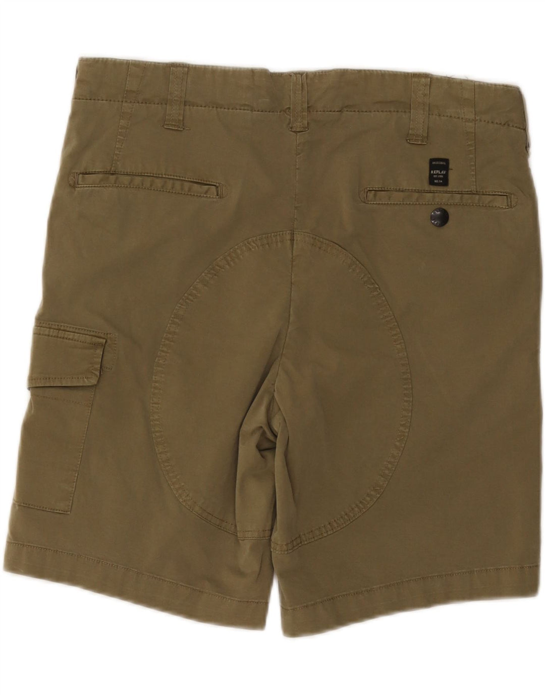 REPLAY Pantalones cortos cargo para hombre W29 Small Khaki Cotton
