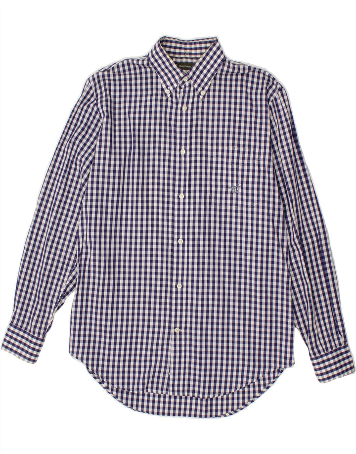 HENRY COTTONS Mens Shirt Size 41 Medium Navy Blue Gingham Cotton | Vintage Henry Cottons | Thrift | Second-Hand Henry Cottons | Used Clothing | Messina Hembry 