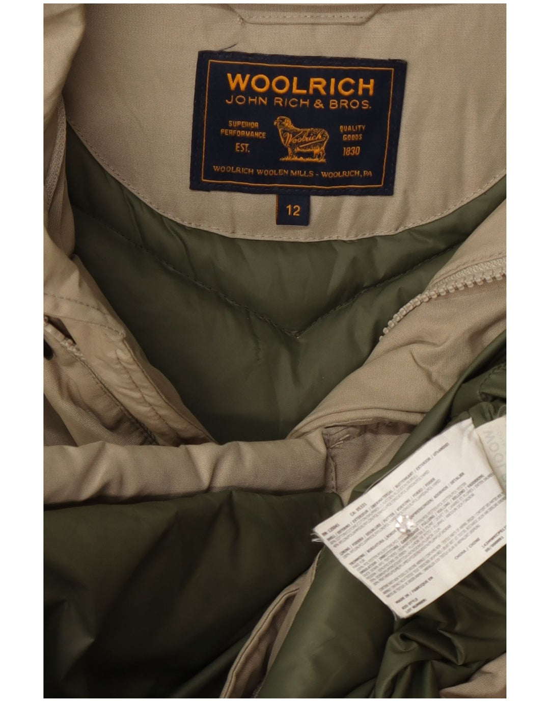 Woolrich Chaqueta acolchada con capucha para niño 11-12 años Algodón beige