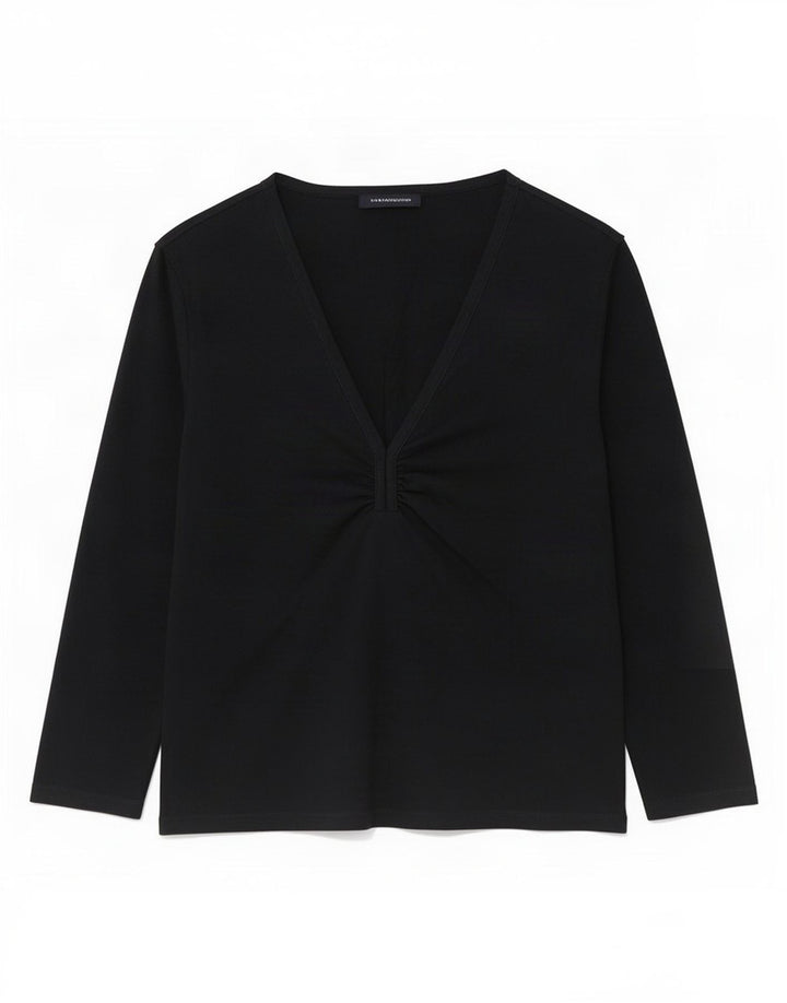 French Connection Top para mujer manga 3/4 UK 42 Mediano Algodón negro