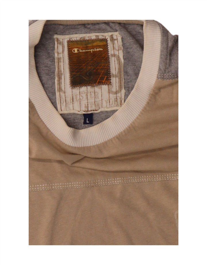 Champion Camiseta Gráfica Para Hombre Top Large Beige Colorblock