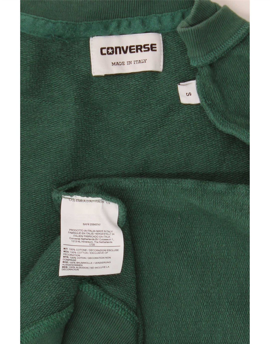 Converse Hombre Sudadera Jumper Small Verde Algodón