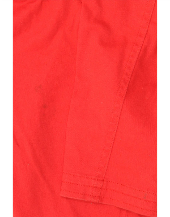 Vintage mujer 6 botón Blazer chaqueta Reino Unido 12 algodón rojo medio