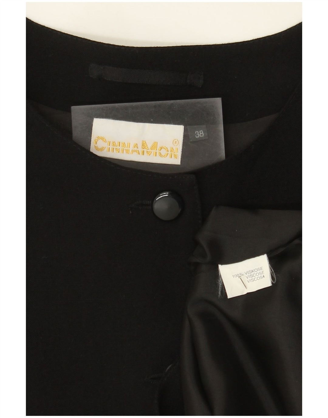Cinnamon Chaqueta tipo blazer corta con 4 botones y manga 3/4 para mujer EU 38 Medium Black