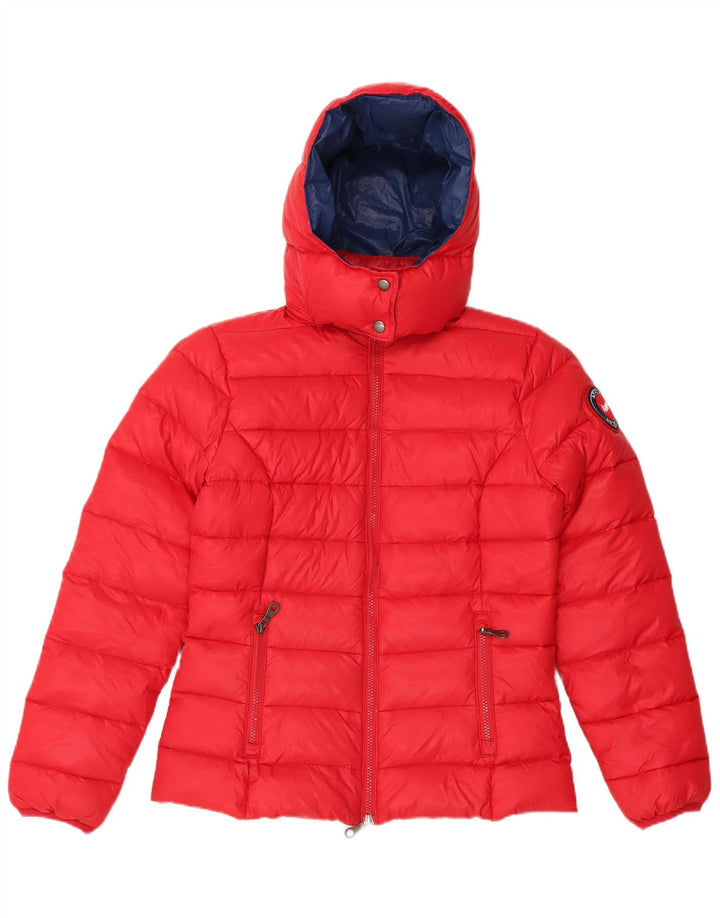 Playlife Chaqueta acolchada con capucha para mujer UK 10 Small Red Polyamide