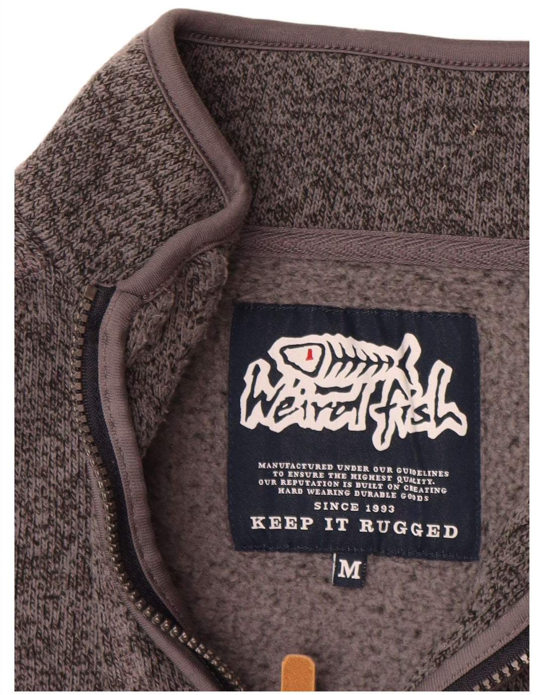 Weird Fish Sudadera con cuello y cremallera para hombre Jersey Gris medio Poliéster