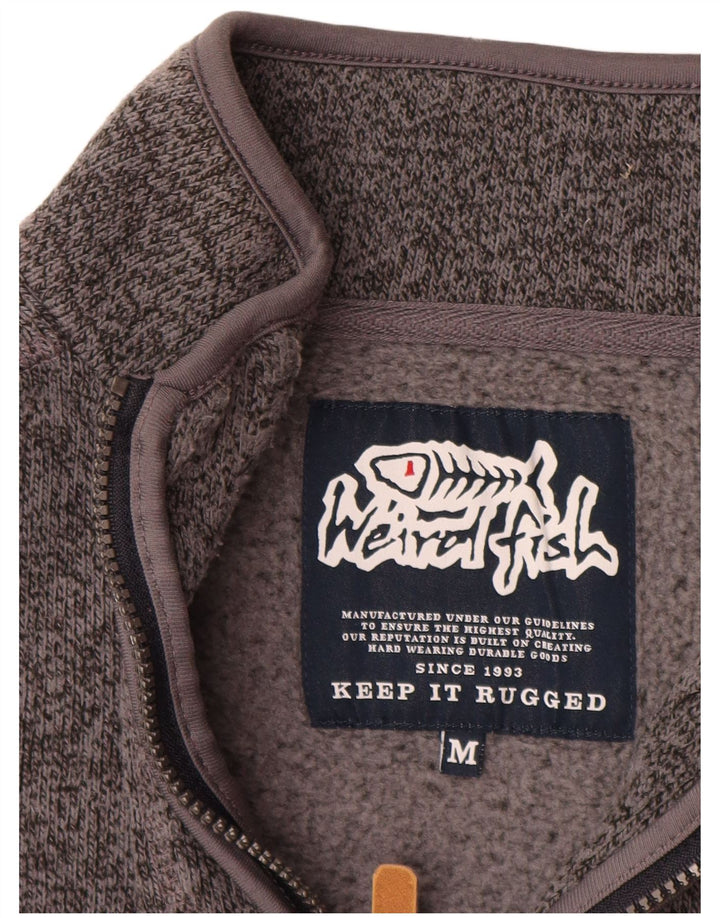 Weird Fish Sudadera con cuello y cremallera para hombre Jersey Gris medio Poliéster