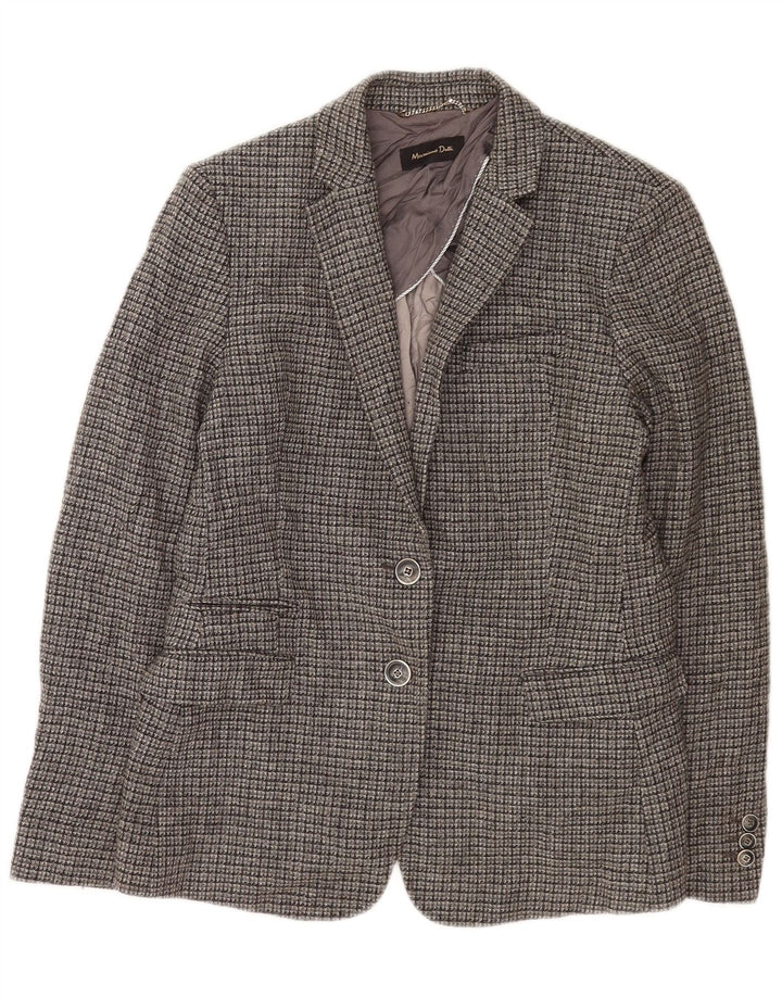 Massimo Dutti Chaqueta Blazer De 2 Botones Mujer EU 42 Grande Viscosa A Cuadros Gris