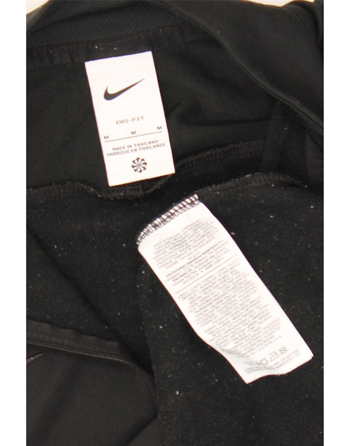 Nike Dri Fit - Chándal con cremallera y cuello para hombre, talla mediana, poliéster negro
