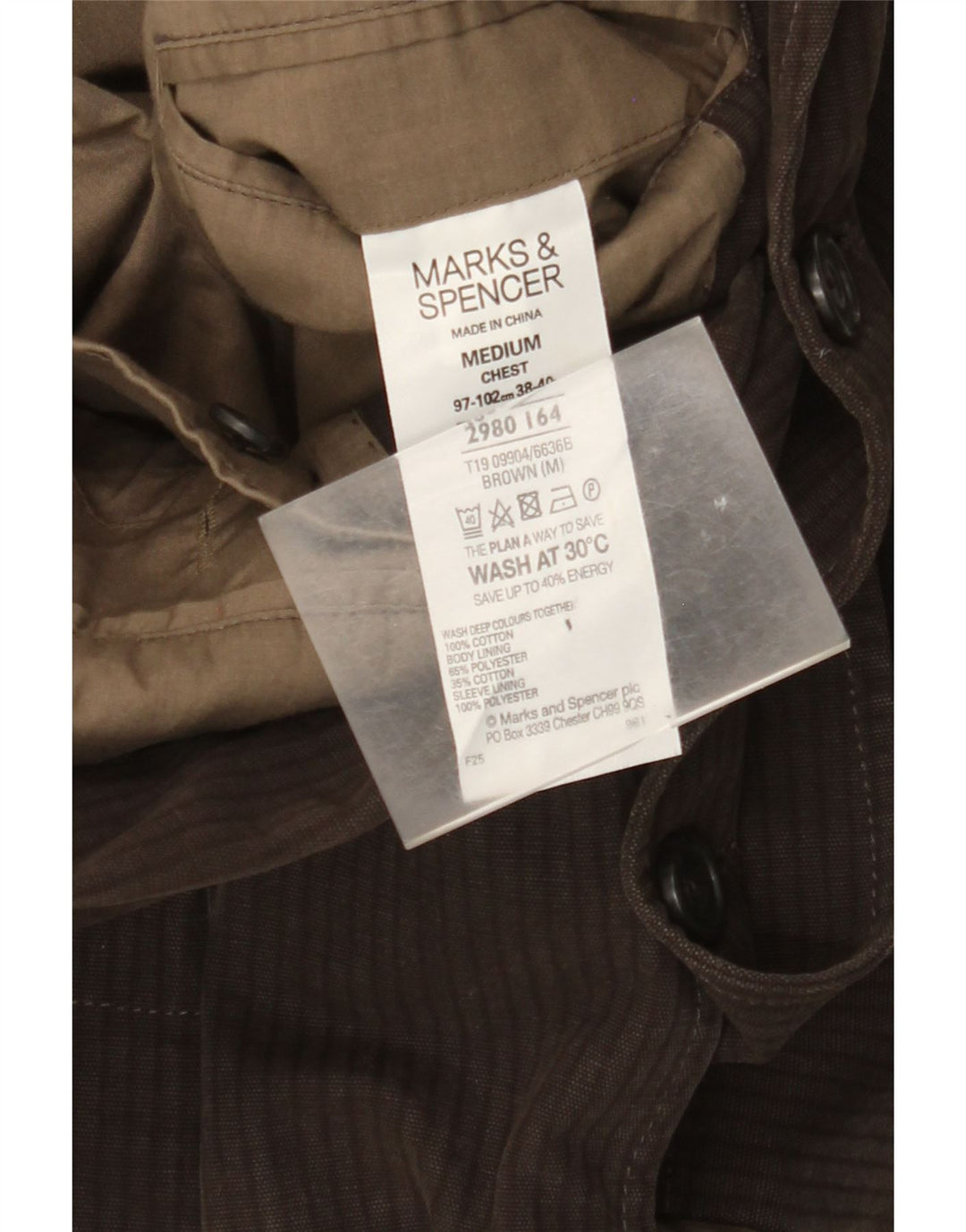 Marks & Spencer Chaqueta tipo blazer de 2 botones para hombre UK 38 Marrón medio Rayas diplomáticas