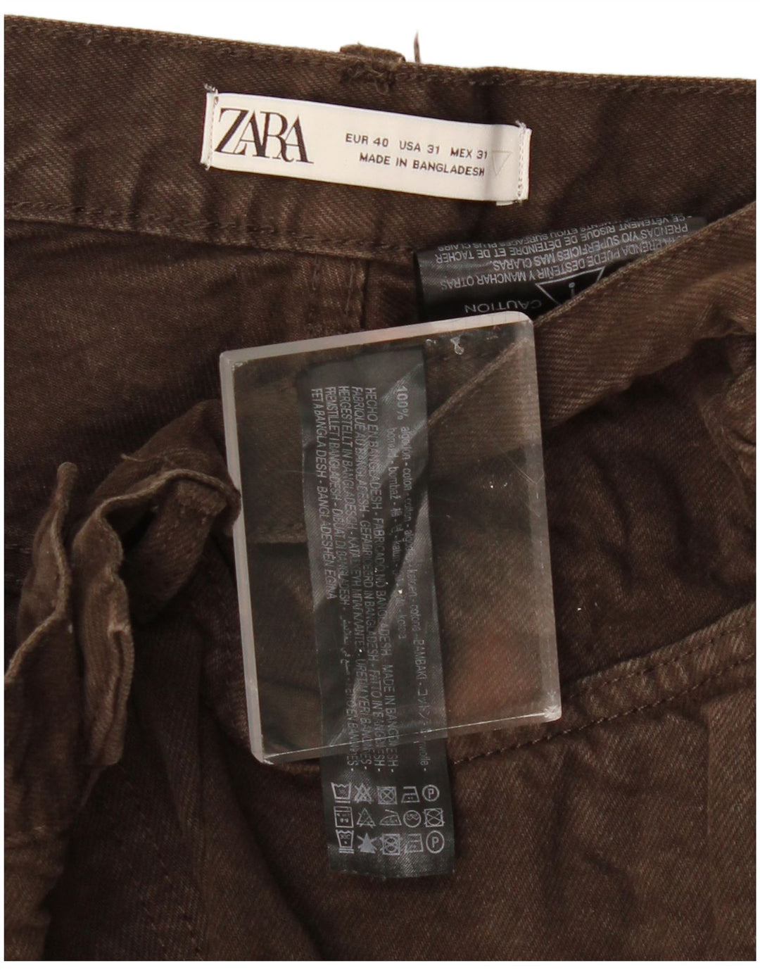 ZARA Hombre Vaqueros Cropped EU 40 Medium W31 L25 Algodón Marrón
