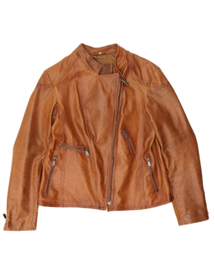 Bata Chaqueta Motera de Cuero para Mujer UK 44 Grande Marrón