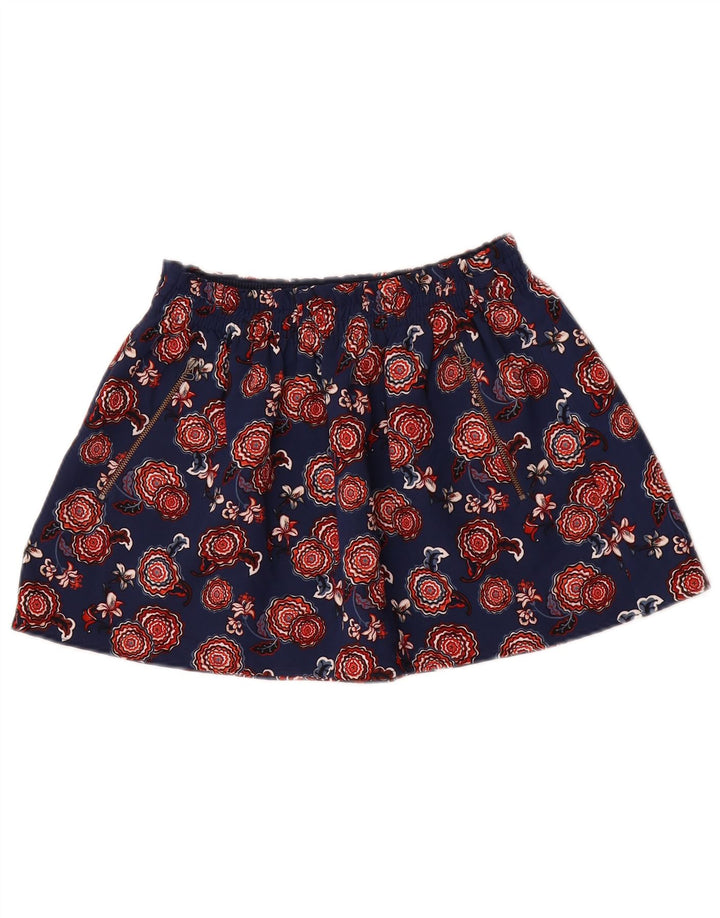 Zara Mujer Mini Falda Mediana W28 Azul Marino Floral