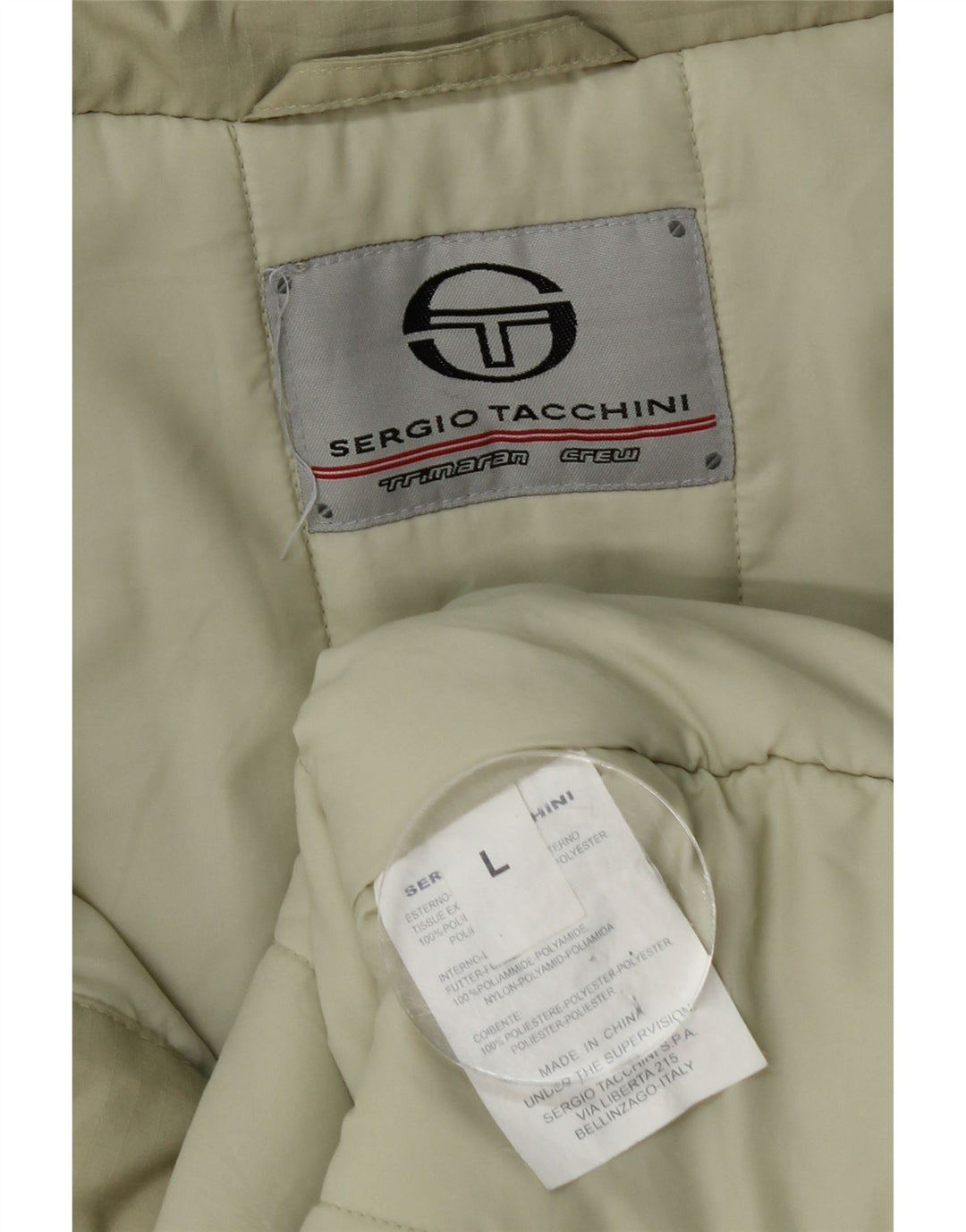 SERGIO TACCHINI Chaqueta cortavientos con capucha para hombre UK 40 Large Beige Poliéster