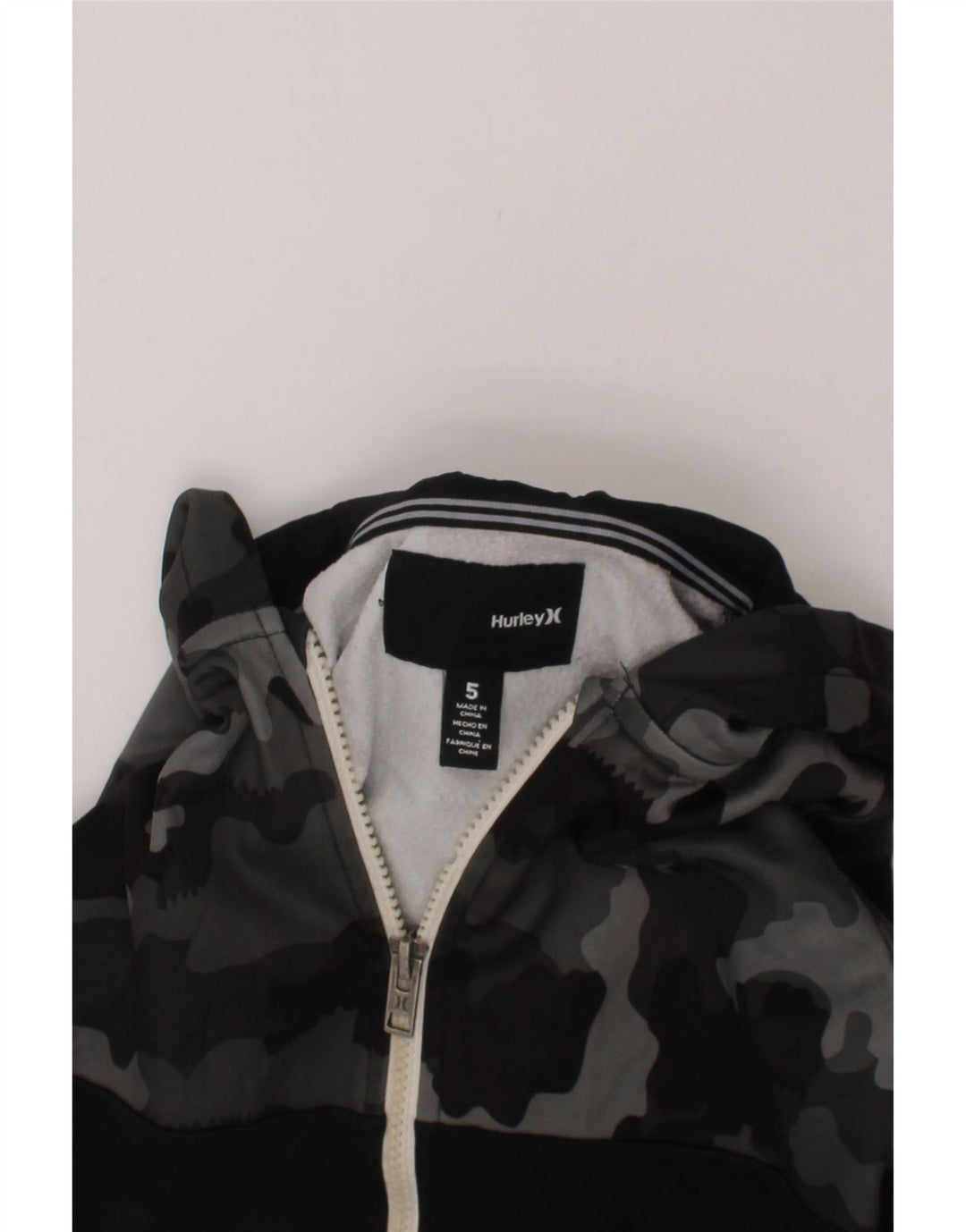 HURLEY Boys Zip Hoodie Sweater 4-5 Years Black Camouflage Polyester Vintage Hurley and Second-Hand Hurley from Messina Hembry 