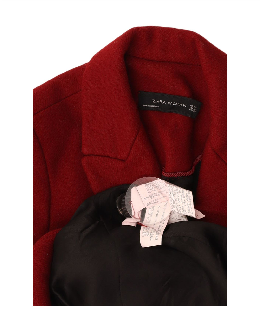 Abrigo ZARA Mujer UK 6 XS Poliéster Rojo