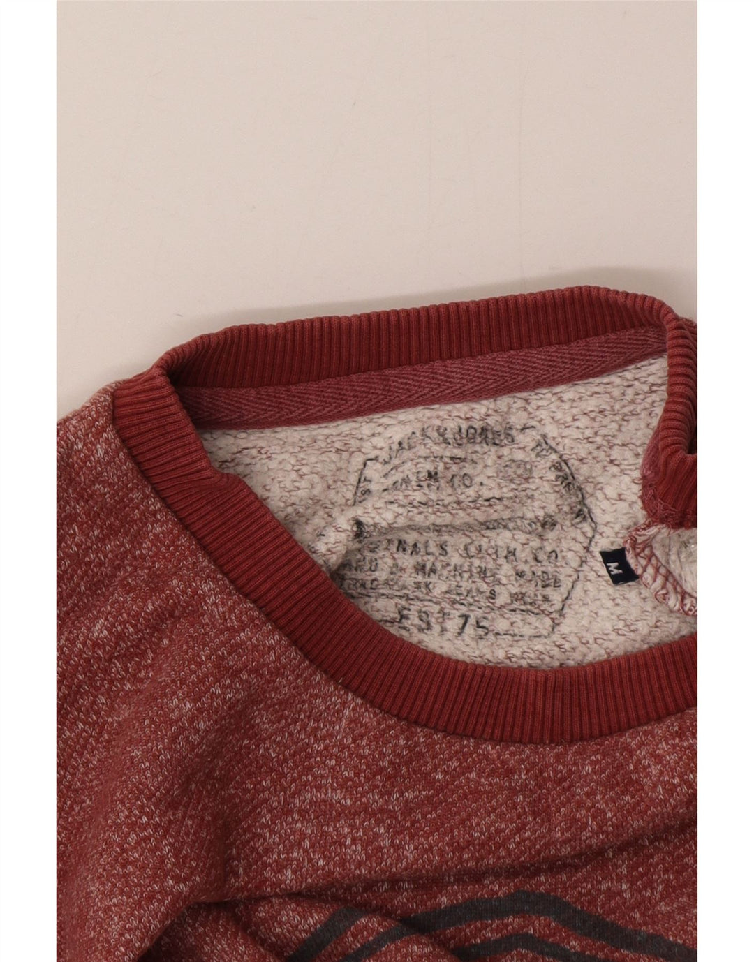 Jack & Jones Hombre Sudadera Gráfica Jumper Medium Borgoña De Algodón Moteado