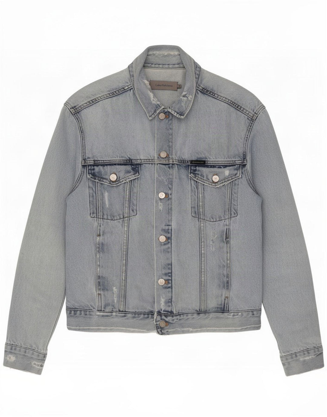 Calvin Klein Jeans Chaqueta vaquera desgastada para hombre UK 38 Algodón azul medio