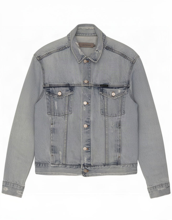 Calvin Klein Jeans Chaqueta vaquera desgastada para hombre UK 38 Algodón azul medio