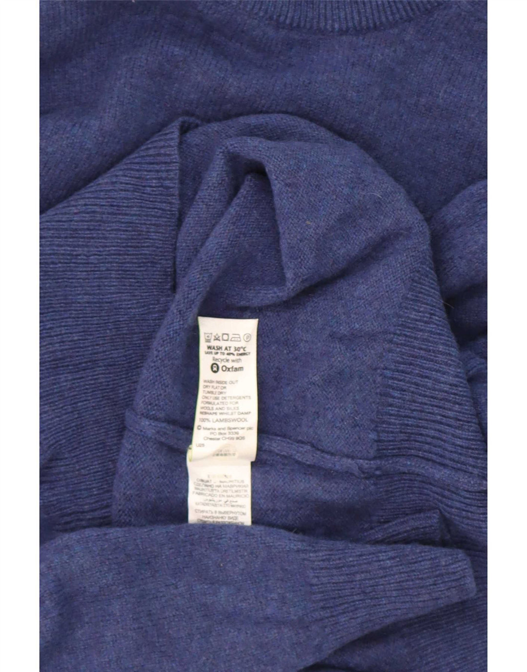 Marks & Spencer Jersey de cuello redondo azul Harbour para hombre de lana de cordero mediana