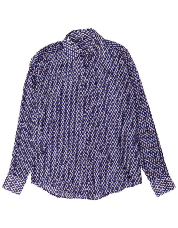 Camisa vintage para hombre azul medio floral