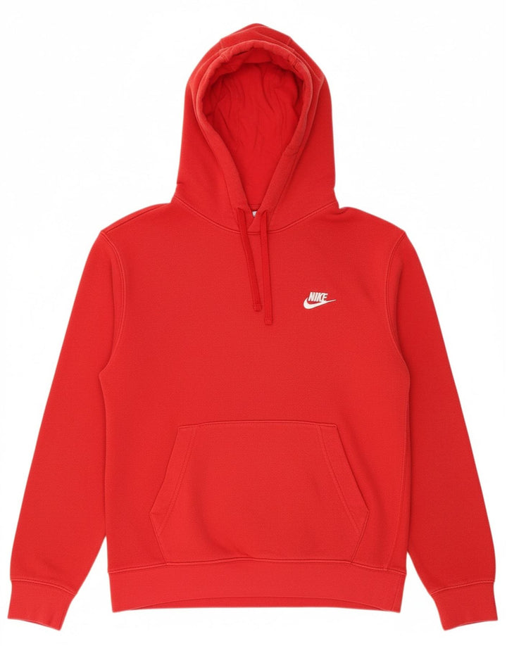 NIKE Mens Hoodie Jumper Small Red Cotton