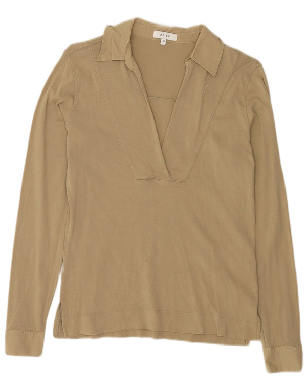Reiss Polo de manga larga para mujer UK 44 Algodón beige medio