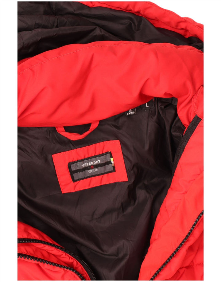 Superdry Chaqueta acolchada con capucha para hombre Reino Unido 40 Poliéster rojo grande