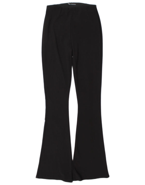 Zara Leggings Acampanados Para Mujer UK 44 Poliéster Negro Mediano