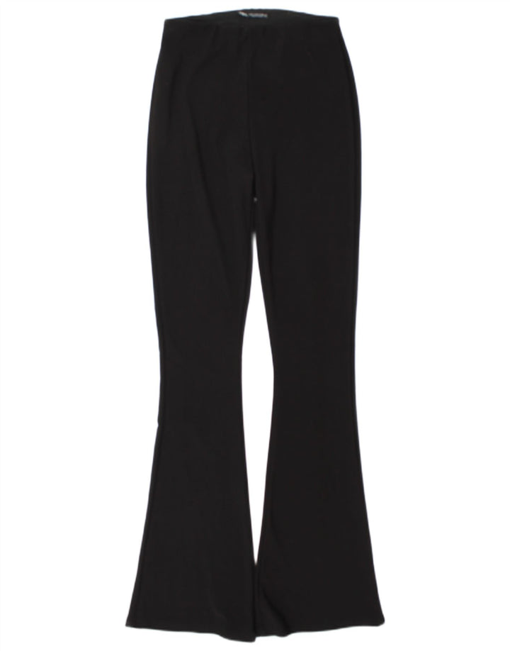 Zara Leggings Acampanados Para Mujer UK 44 Poliéster Negro Mediano