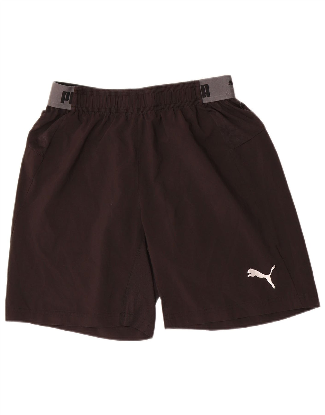 PUMA Shorts deportivos con estampado gráfico para hombre, color negro mediano