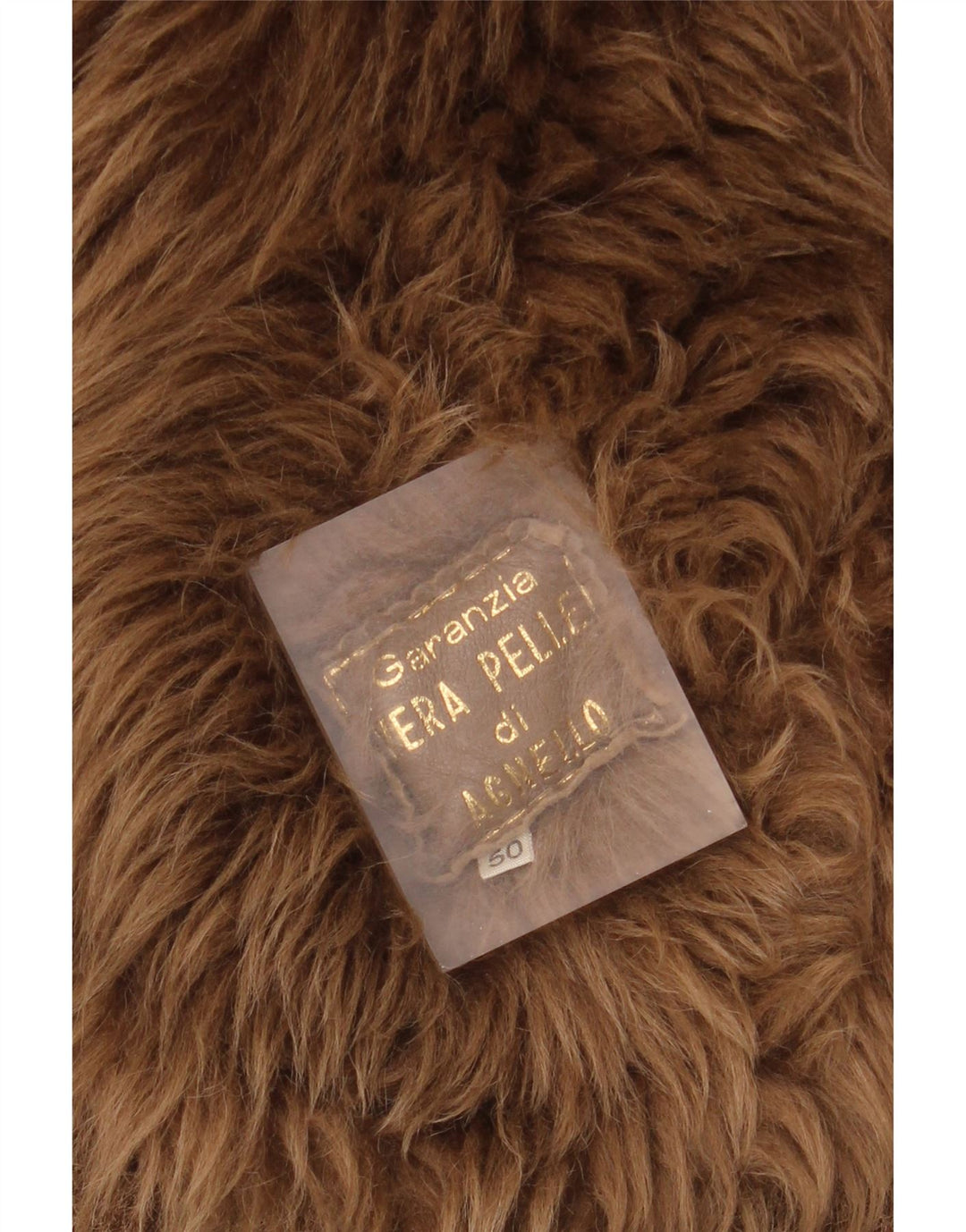 Vintage hombres doble pecho shearling chaqueta IT 50 cuero marrón grande