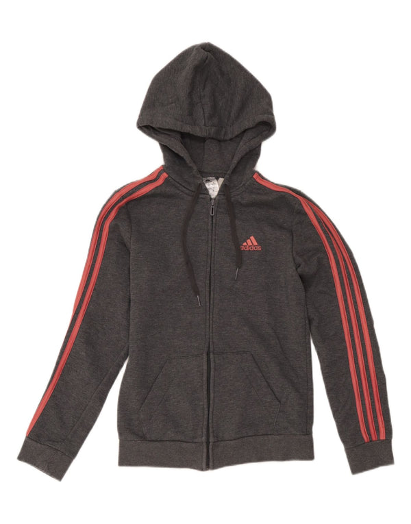 Adidas Sudadera con capucha y cremallera para mujer UK 4/6 XS Gris Algodón