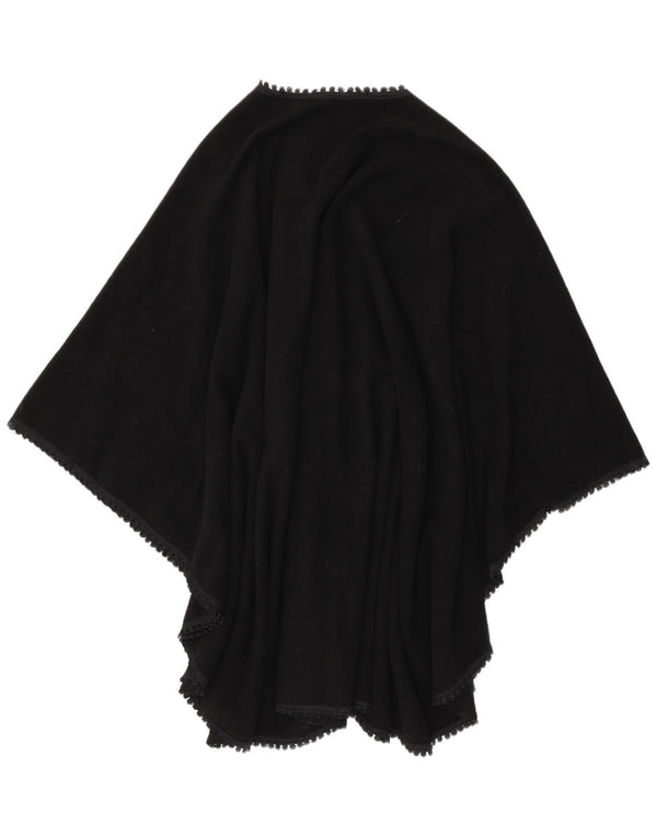 Vintage Mujer Poncho Abrigo Un Tamaño Negro