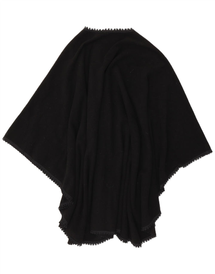 Vintage Mujer Poncho Abrigo Un Tamaño Negro