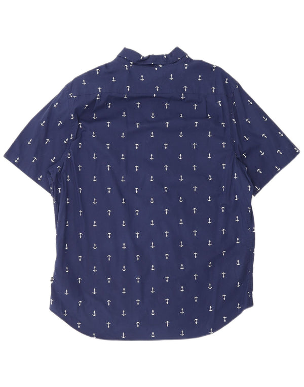 Nautica Camisa elástica de manga corta con estampado abstracto para hombre, talla grande, azul marino