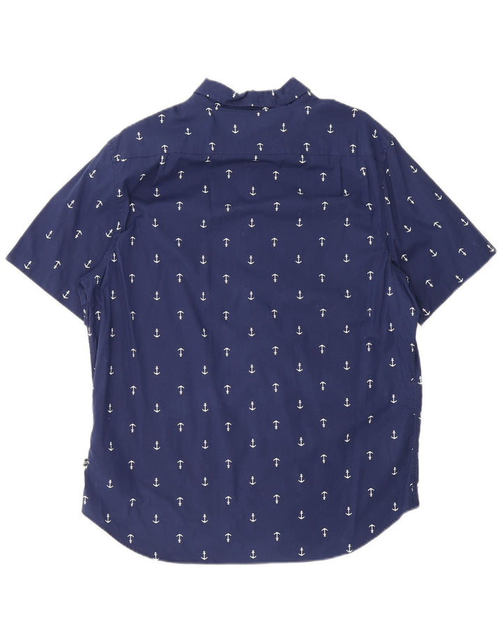 Nautica Camisa elástica de manga corta con estampado abstracto para hombre, talla grande, azul marino