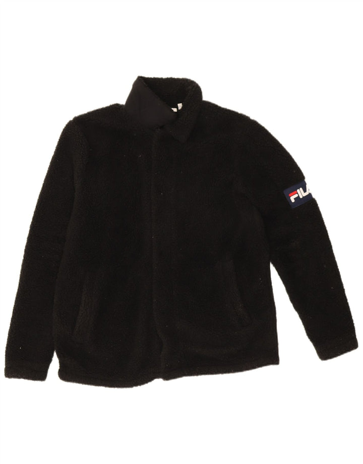 Fila Chaqueta polar gráfica para mujer UK 10 Small Poliéster negro