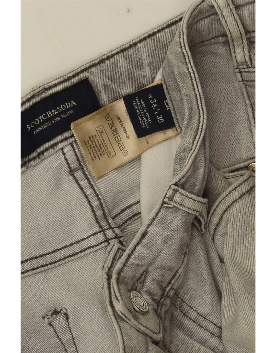 Vaqueros ajustados para hombre Scotch & Soda W34 L30 Algodón gris